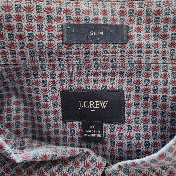 J. Crew Slim fit long sleeve button front purple all over print mens size XL - Picture 4 of 6
